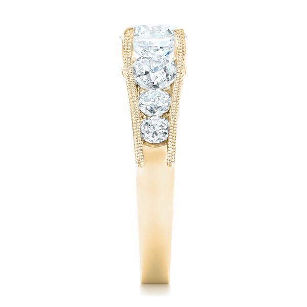 18k Yellow Gold 18k Yellow Gold Custom Diamond Engagement Ring - Side View -  102762