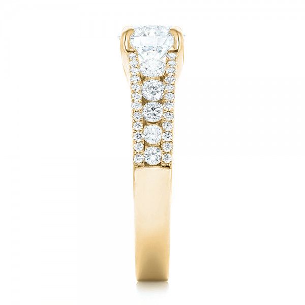 18k Yellow Gold 18k Yellow Gold Custom Diamond Engagement Ring - Side View -  102886