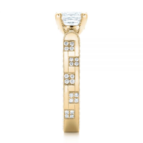 18k Yellow Gold 18k Yellow Gold Custom Diamond Engagement Ring - Side View -  102895