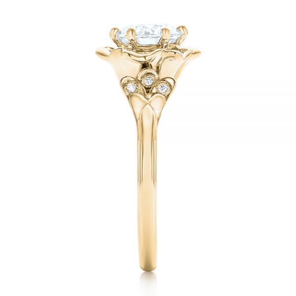18k Yellow Gold 18k Yellow Gold Custom Diamond Engagement Ring - Side View -  102896