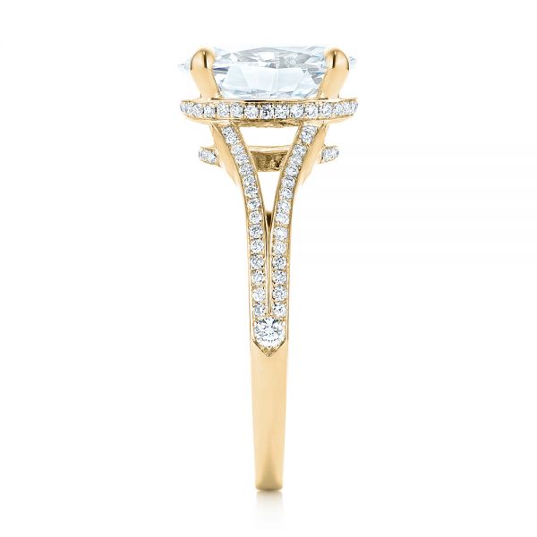 18k Yellow Gold 18k Yellow Gold Custom Diamond Engagement Ring - Side View -  102946