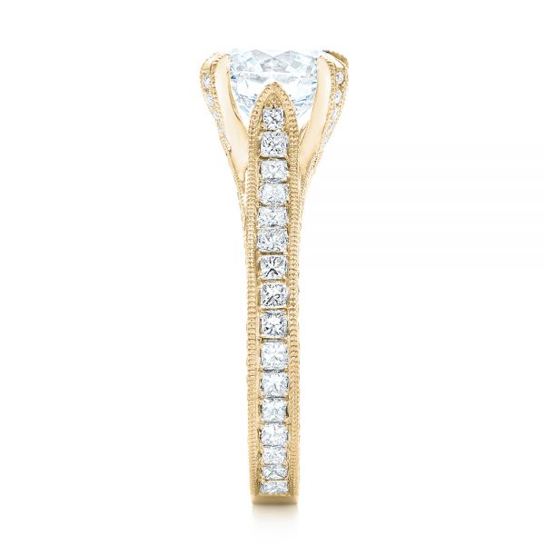 18k Yellow Gold 18k Yellow Gold Custom Diamond Engagement Ring - Side View -  103013