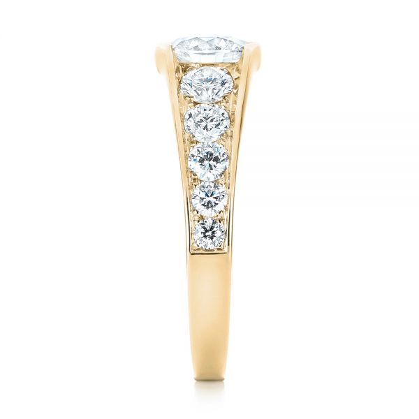 18k Yellow Gold 18k Yellow Gold Custom Diamond Engagement Ring - Side View - 103165