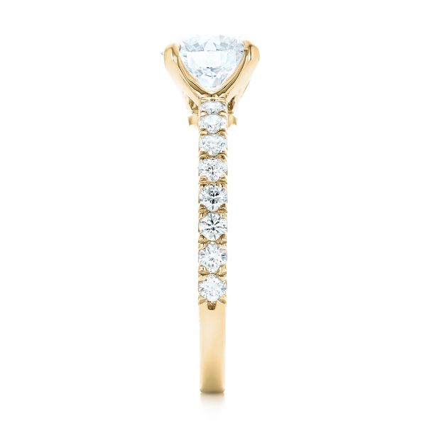 18k Yellow Gold 18k Yellow Gold Custom Diamond Engagement Ring - Side View -  103235