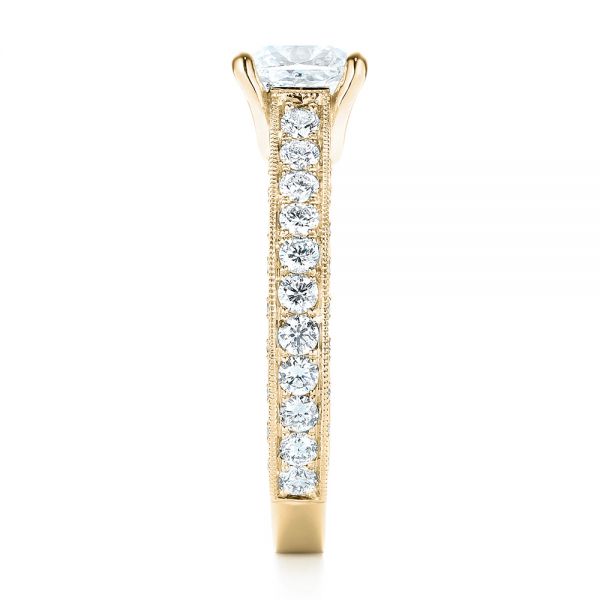 18k Yellow Gold 18k Yellow Gold Custom Diamond Engagement Ring - Side View -  103303