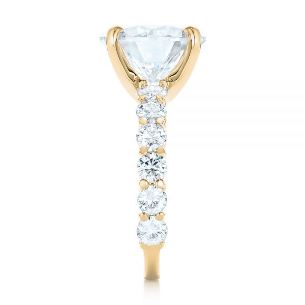 18k Yellow Gold 18k Yellow Gold Custom Diamond Engagement Ring - Side View -  103336