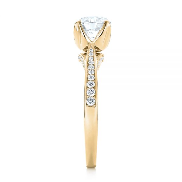 18k Yellow Gold 18k Yellow Gold Custom Diamond Engagement Ring - Side View -  103464