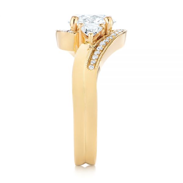 14k Yellow Gold Custom Diamond Engagement Ring - Side View -  104262