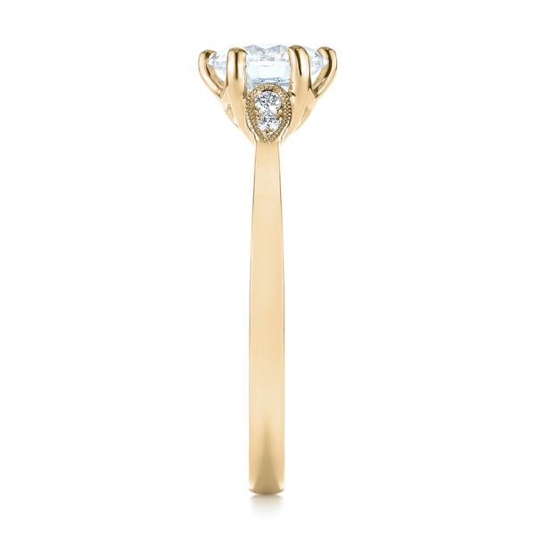 18k Yellow Gold 18k Yellow Gold Custom Diamond Engagement Ring - Side View -  104329