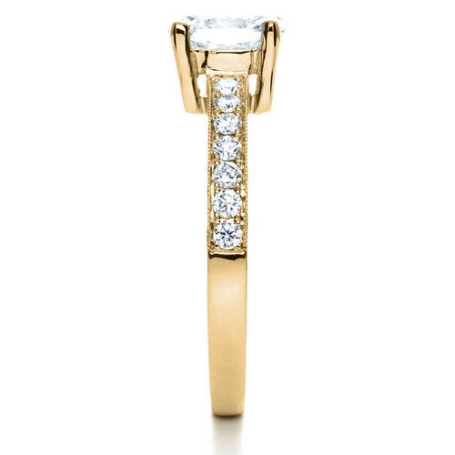 18k Yellow Gold 18k Yellow Gold Custom Diamond Engagement Ring - Side View -  1107