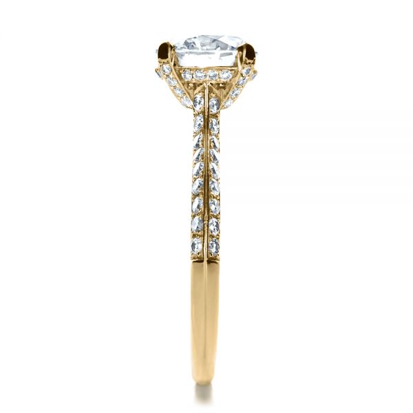 18k Yellow Gold 18k Yellow Gold Custom Diamond Engagement Ring - Side View -  1164