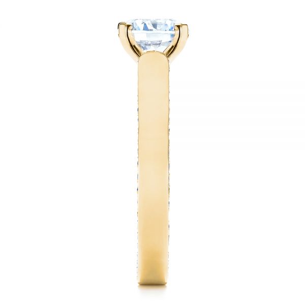 18k Yellow Gold 18k Yellow Gold Custom Diamond Engagement Ring - Side View -  1259