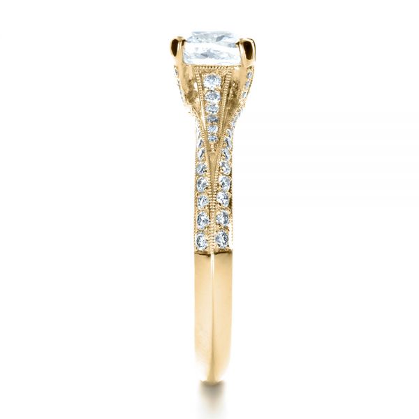 18k Yellow Gold 18k Yellow Gold Custom Diamond Engagement Ring - Side View -  1268