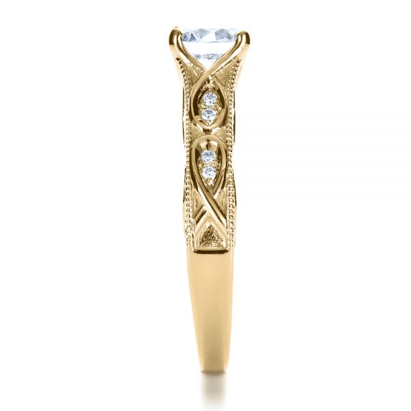 18k Yellow Gold 18k Yellow Gold Custom Diamond Engagement Ring - Side View -  1296