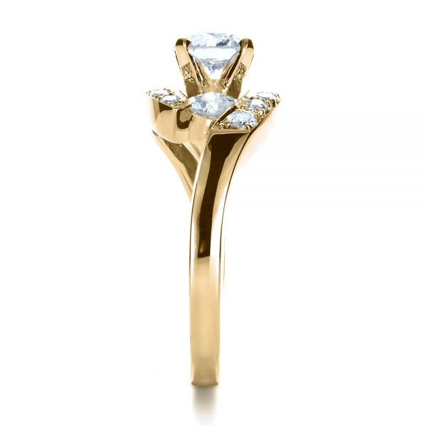 18k Yellow Gold 18k Yellow Gold Custom Diamond Engagement Ring - Side View -  1302