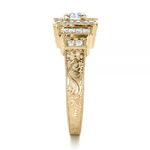 14k Yellow Gold 14k Yellow Gold Custom Diamond Engagement Ring - Side View -  1346