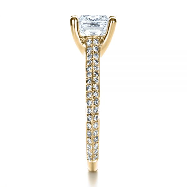 18k Yellow Gold 18k Yellow Gold Custom Diamond Engagement Ring - Side View -  1402