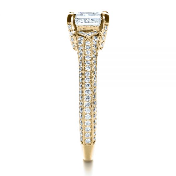 18k Yellow Gold 18k Yellow Gold Custom Diamond Engagement Ring - Side View -  1410