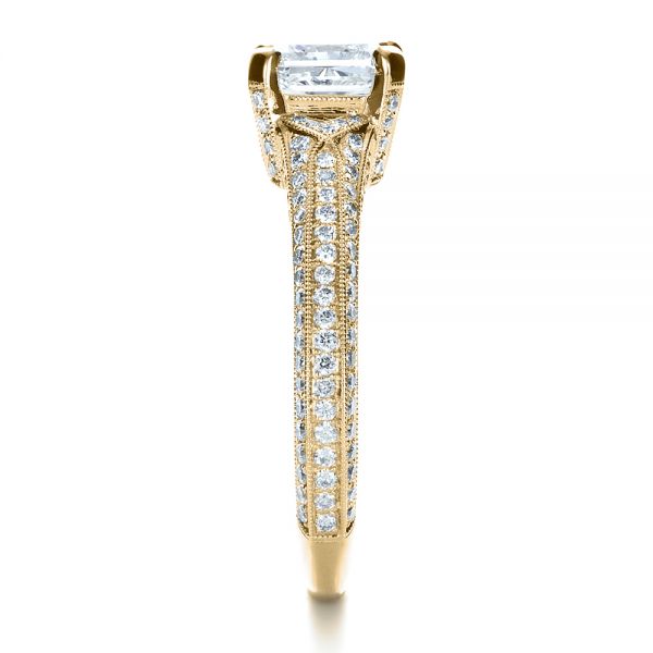 14k Yellow Gold 14k Yellow Gold Custom Diamond Engagement Ring - Side View -  1410