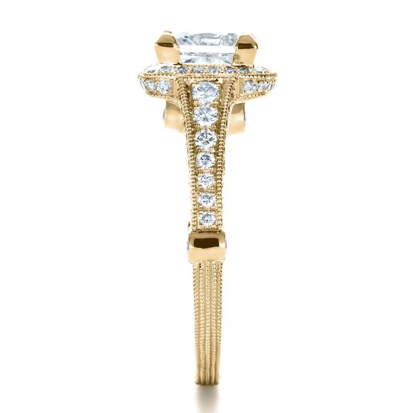 18k Yellow Gold 18k Yellow Gold Custom Diamond Engagement Ring - Side View - 1416
