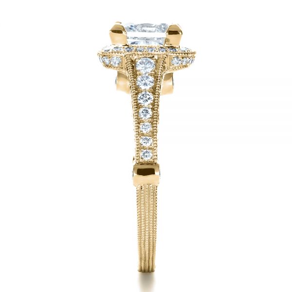 18k Yellow Gold 18k Yellow Gold Custom Diamond Engagement Ring - Side View -  1416