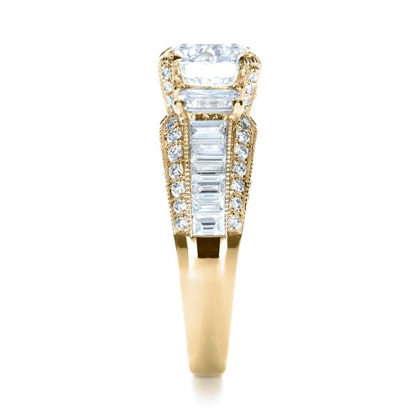 18k Yellow Gold 18k Yellow Gold Custom Diamond Engagement Ring - Side View -  1434