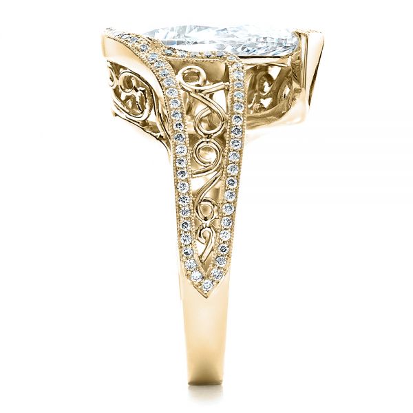 18k Yellow Gold 18k Yellow Gold Custom Diamond Engagement Ring - Side View -  1442