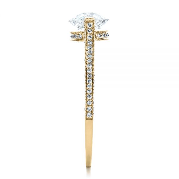 14k Yellow Gold 14k Yellow Gold Custom Diamond Engagement Ring - Side View - 1443