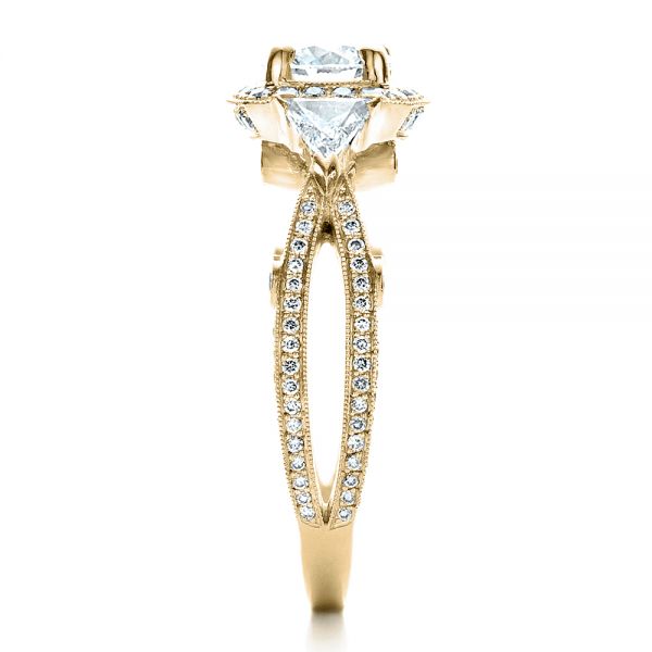 18k Yellow Gold 18k Yellow Gold Custom Diamond Engagement Ring - Side View -  1451