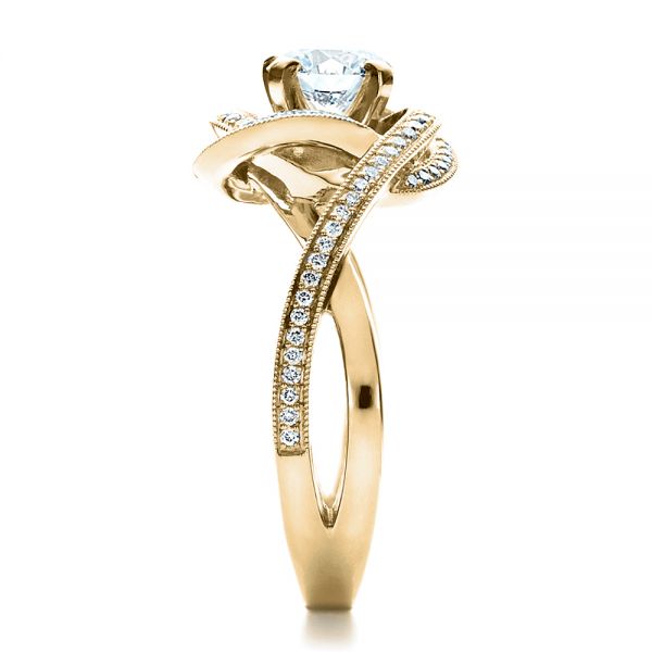 14k Yellow Gold 14k Yellow Gold Custom Diamond Engagement Ring - Side View -  1476
