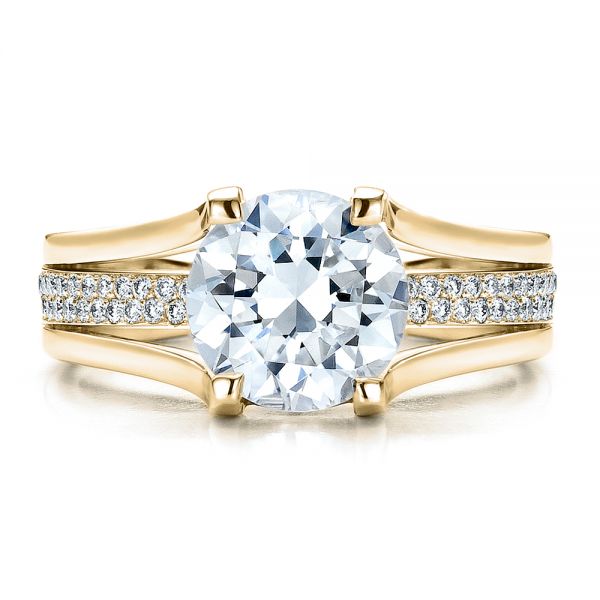 18k Yellow Gold 18k Yellow Gold Custom Diamond Engagement Ring - Top View -  100035