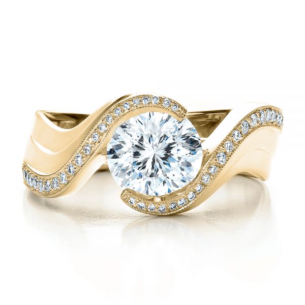 18k Yellow Gold 18k Yellow Gold Custom Diamond Engagement Ring - Top View -  100069