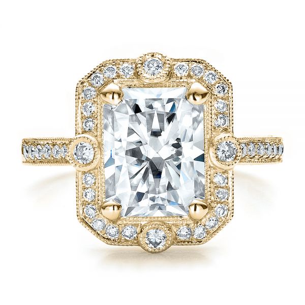 14k Yellow Gold 14k Yellow Gold Custom Diamond Engagement Ring - Top View -  100091