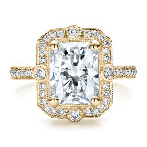 14k Yellow Gold 14k Yellow Gold Custom Diamond Engagement Ring - Top View - 100091