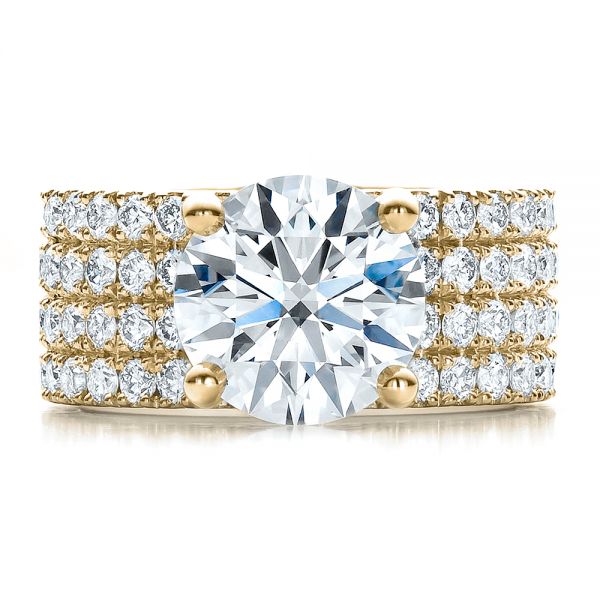 18k Yellow Gold 18k Yellow Gold Custom Diamond Engagement Ring - Top View -  100102