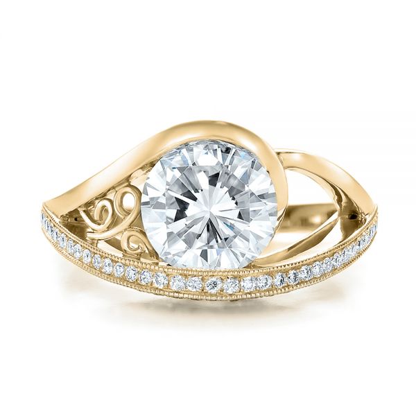 14k Yellow Gold 14k Yellow Gold Custom Diamond Engagement Ring - Top View -  100551