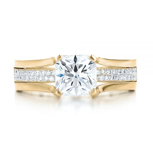 18k Yellow Gold 18k Yellow Gold Custom Diamond Engagement Ring - Top View - 100610