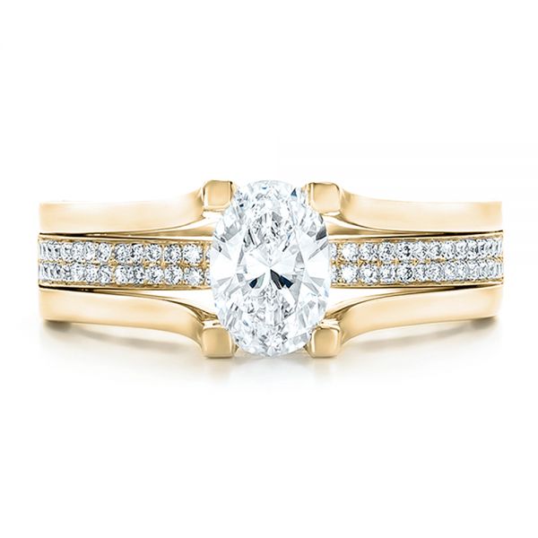 18k Yellow Gold 18k Yellow Gold Custom Diamond Engagement Ring - Top View - 100627
