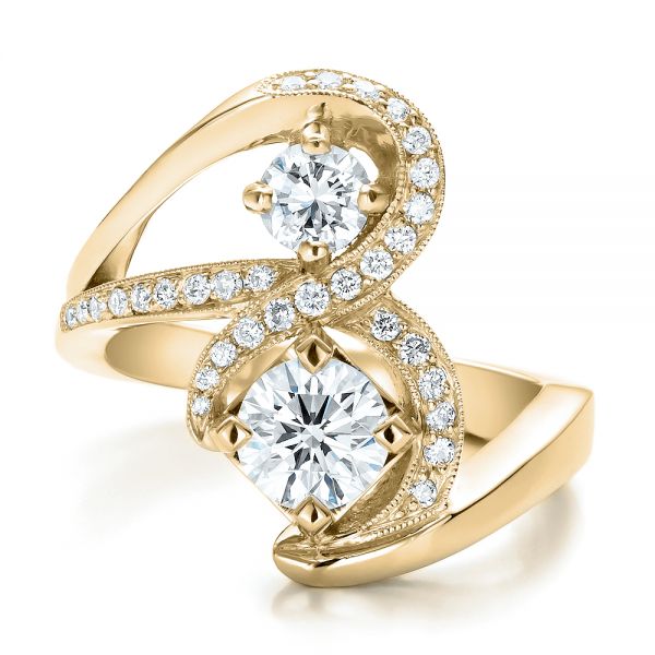 18k Yellow Gold 18k Yellow Gold Custom Diamond Engagement Ring - Top View -  100782