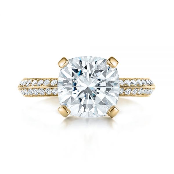18k Yellow Gold 18k Yellow Gold Custom Diamond Engagement Ring - Top View -  100839