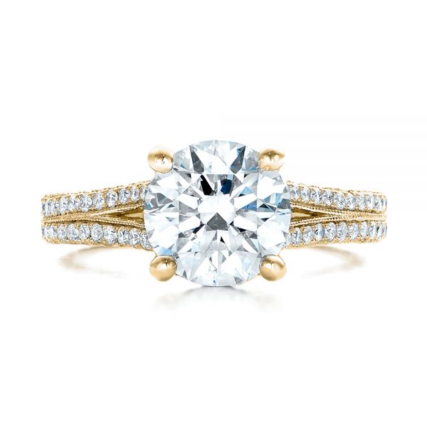18k Yellow Gold 18k Yellow Gold Custom Diamond Engagement Ring - Top View - 101994