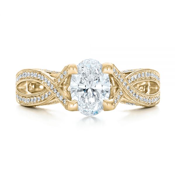 14k Yellow Gold 14k Yellow Gold Custom Diamond Engagement Ring - Top View - 102239