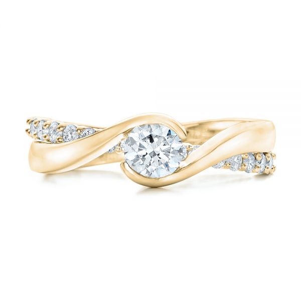 18k Yellow Gold 18k Yellow Gold Custom Diamond Engagement Ring - Top View -  102277