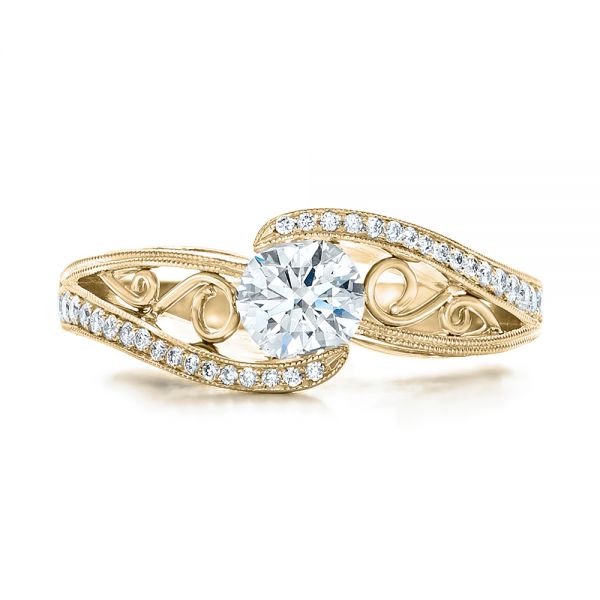14k Yellow Gold 14k Yellow Gold Custom Diamond Engagement Ring - Top View -  102315
