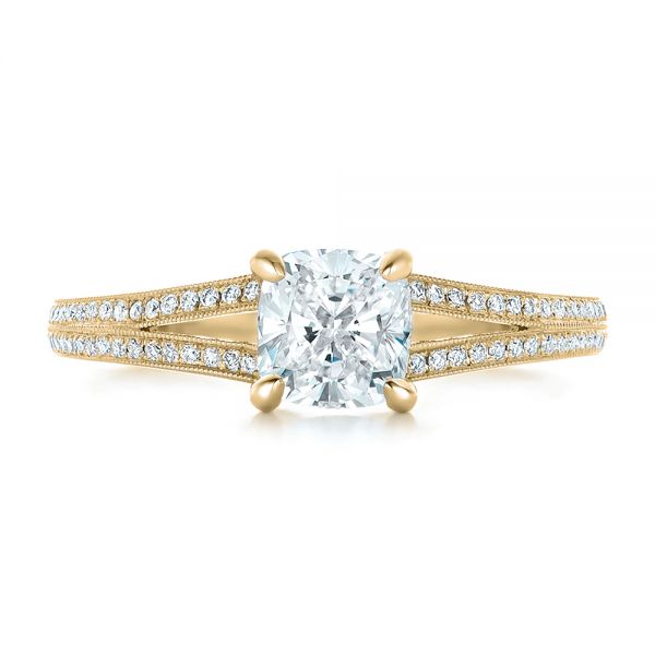 18k Yellow Gold 18k Yellow Gold Custom Diamond Engagement Ring - Top View - 102325