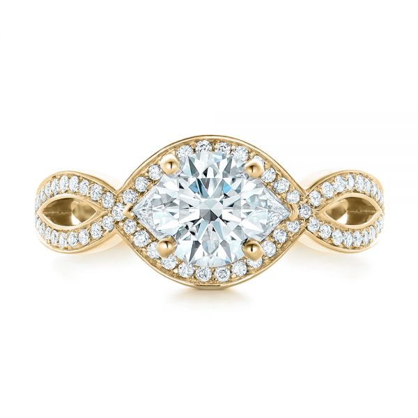 18k Yellow Gold 18k Yellow Gold Custom Diamond Engagement Ring - Top View -  102354