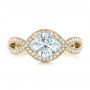 18k Yellow Gold 18k Yellow Gold Custom Diamond Engagement Ring - Top View -  102354 - Thumbnail