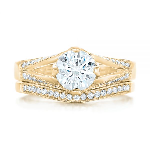 14k Yellow Gold 14k Yellow Gold Custom Diamond Engagement Ring - Top View - 102405