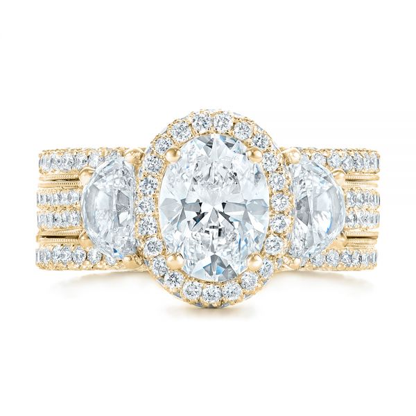 18k Yellow Gold 18k Yellow Gold Custom Diamond Engagement Ring - Top View - 102415