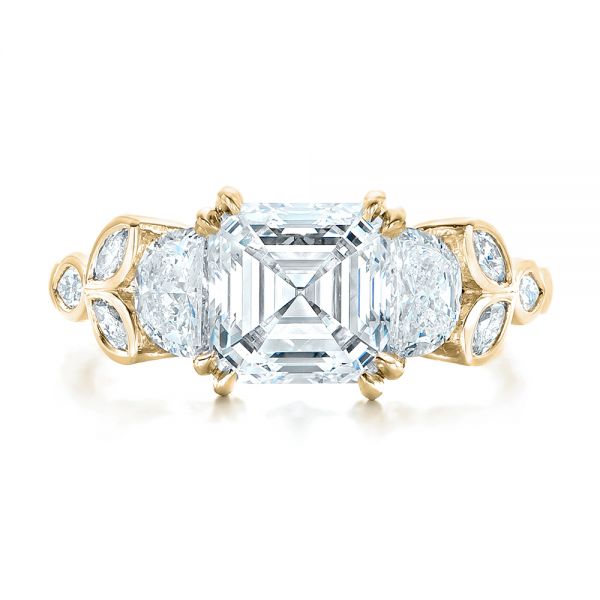 18k Yellow Gold 18k Yellow Gold Custom Diamond Engagement Ring - Top View - 102594